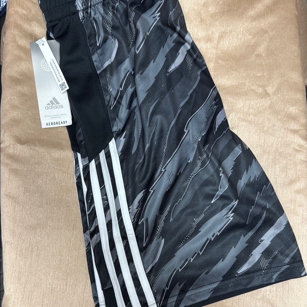 Adidas Black and Gray Athletic Shorts with Moisture-Wicking Fabric